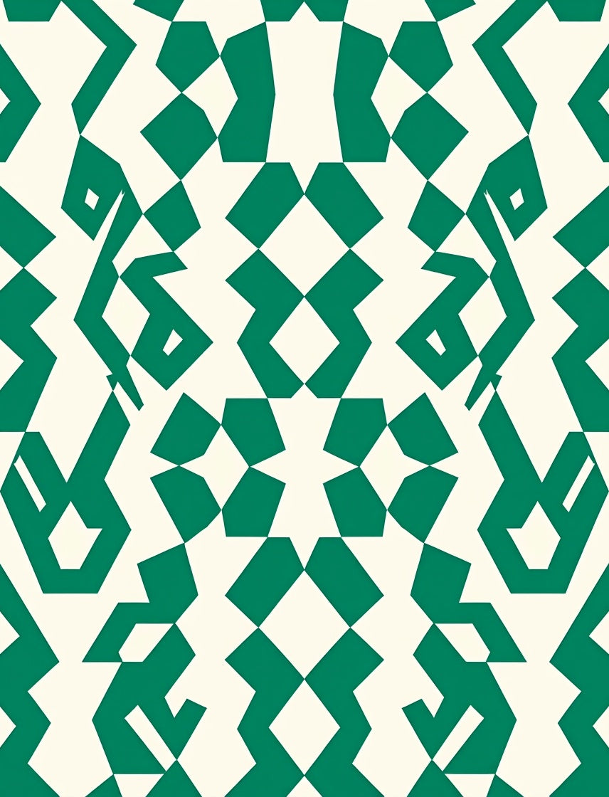 Deep Green Emerald Geometric Mosaic Rug