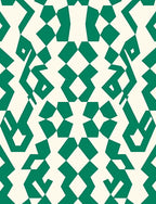 Deep Green Emerald Geometric Mosaic Rug