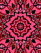 Gothic Pink Black Starburst Kaleidoscope Rug