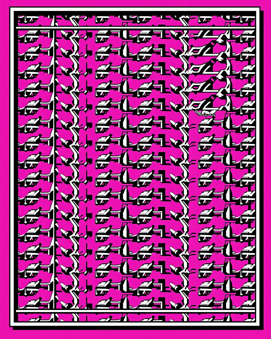 Hot Pink Geometric Abstract Repeating Rug