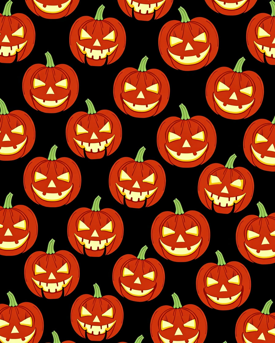 Spooky Orange Jack O Lantern Repeat Rug