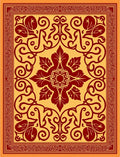 Crimson Floral Scrollwork Amber Rug