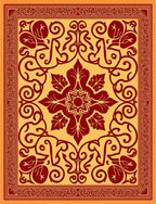 Crimson Floral Scrollwork Amber Rug