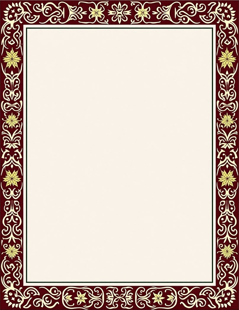 Rich Burgundy Gold Floral Border Rug