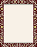 Rich Burgundy Gold Floral Border Rug