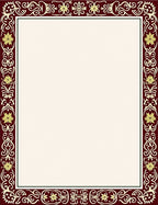 Rich Burgundy Gold Floral Border Rug