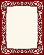 Crimson White Leaf Scroll Border Rug