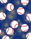 Sporty Baseball Starburst Blue Rug