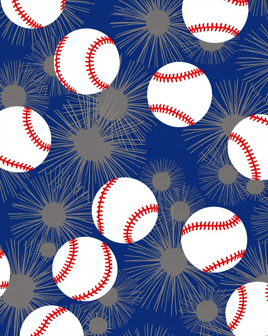 Sporty Baseball Starburst Blue Rug