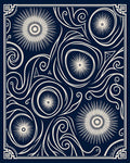 Celestial Starburst Navy Textile Rug