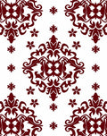 Deep Red Scrollwork Floral Medallion Arrangement Rug