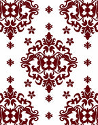 Deep Red Scrollwork Floral Medallion Arrangement Rug