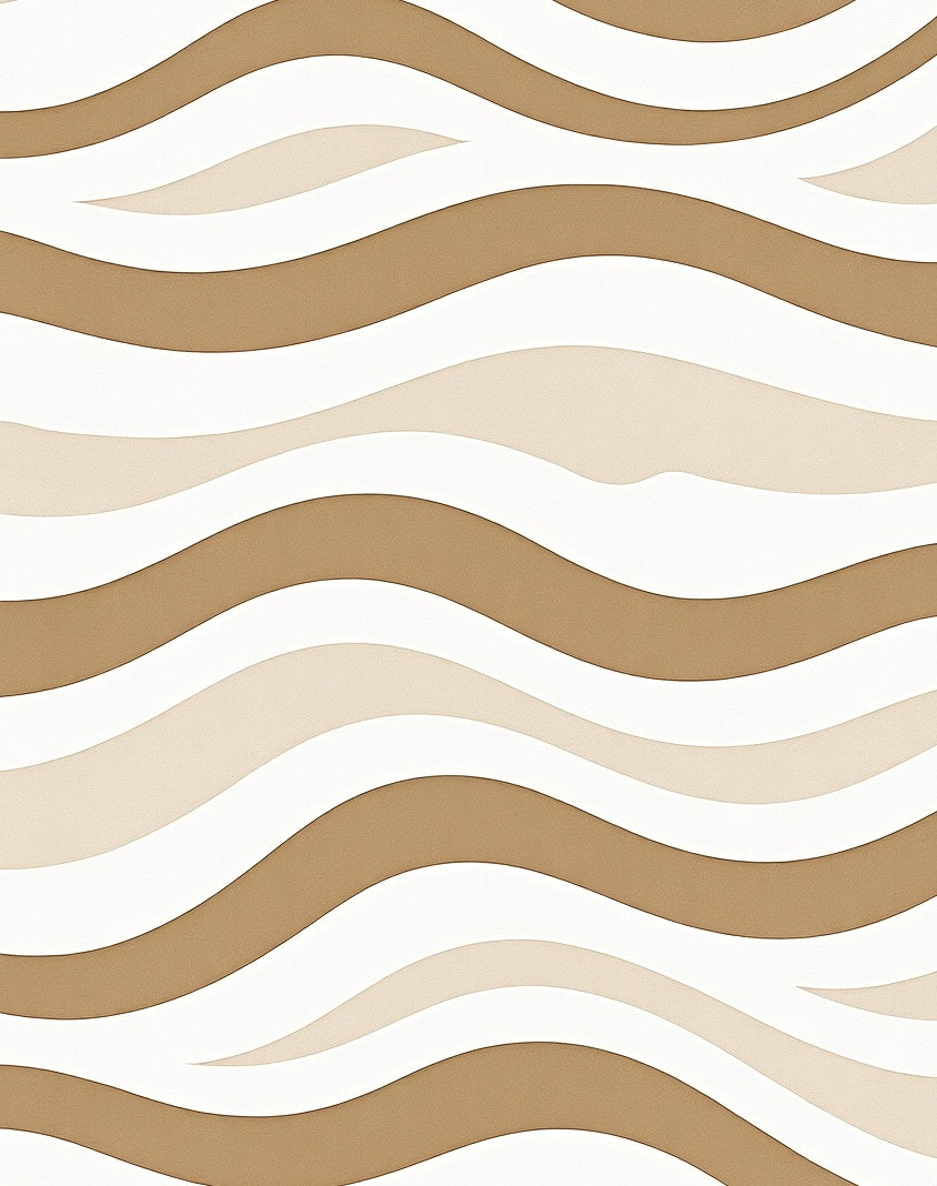 Brown Beige Cream Wavy Lines Rug