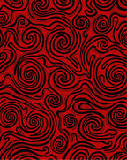 Crimson Black Swirls Abstraction Rug