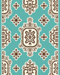 Vintage Cream and Teal Damask Medallion Rug