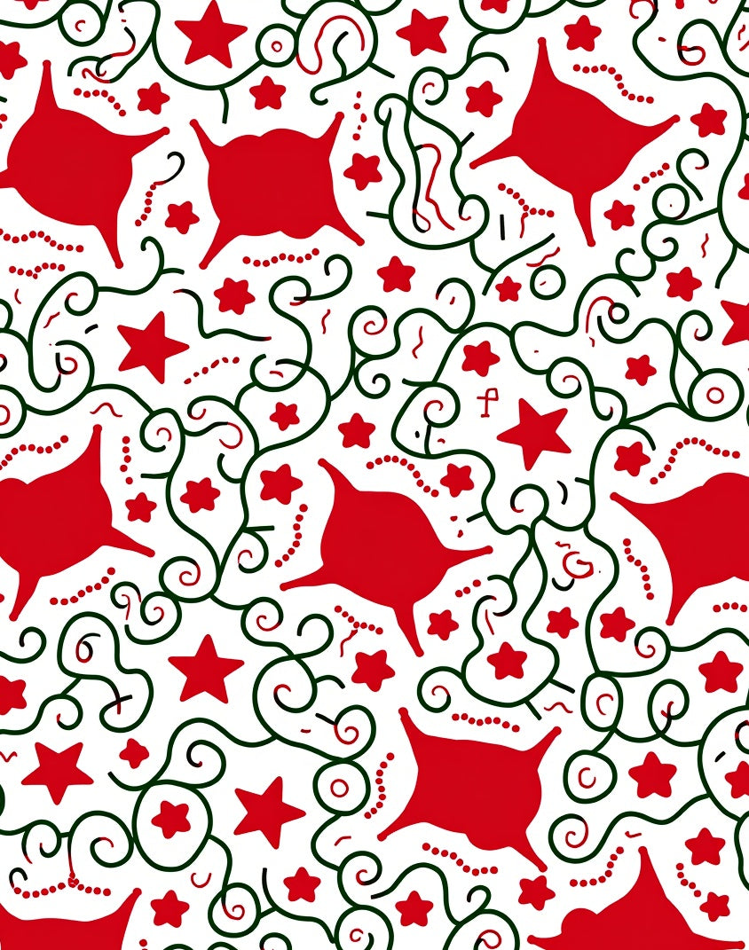 Whimsical Red Star Vine Whimsical Clusters Rug