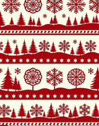 Rustic Red Forest Snowflake Scene Rug