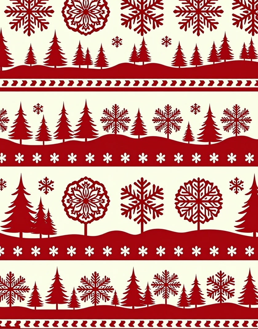Rustic Red Forest Snowflake Scene Rug