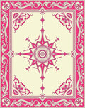 Ornate Pink Butterfly Medallion Cream Rug