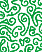 Bright Green Swirl Calligraphy Whimsical Rug