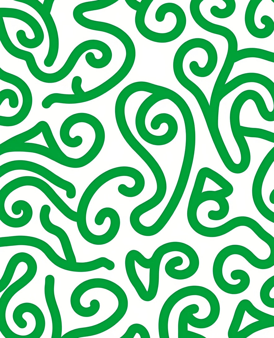 Bright Green Swirl Calligraphy Whimsical Rug