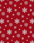 Crimson White Snowflake Winter Scene Rug
