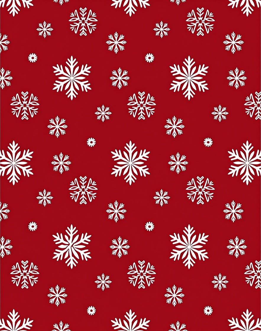 Crimson White Snowflake Winter Scene Rug