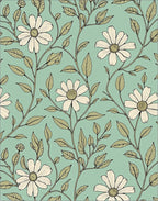 Vintage Cream Daisy Floral Vine Rug