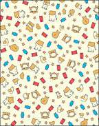 Whimsical Tan Orange Cat Characters Rug
