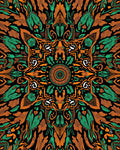 Ornate Black Orange Green Mandala Rug