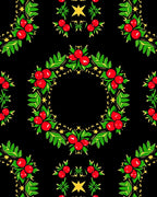 Red Berry Holly Garland Wreath Rug