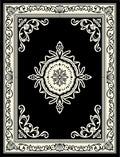 Monochrome Elegant Floral Medallion Border Rug