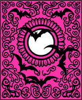 Fuchsia Flying Bats Spiral Frame Rug