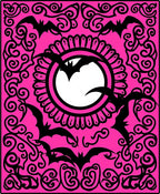 Fuchsia Flying Bats Spiral Frame Rug