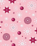 Pink Snowflake Christmas Balls Round Rug