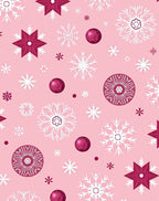 Pink Snowflake Christmas Balls Round Rug
