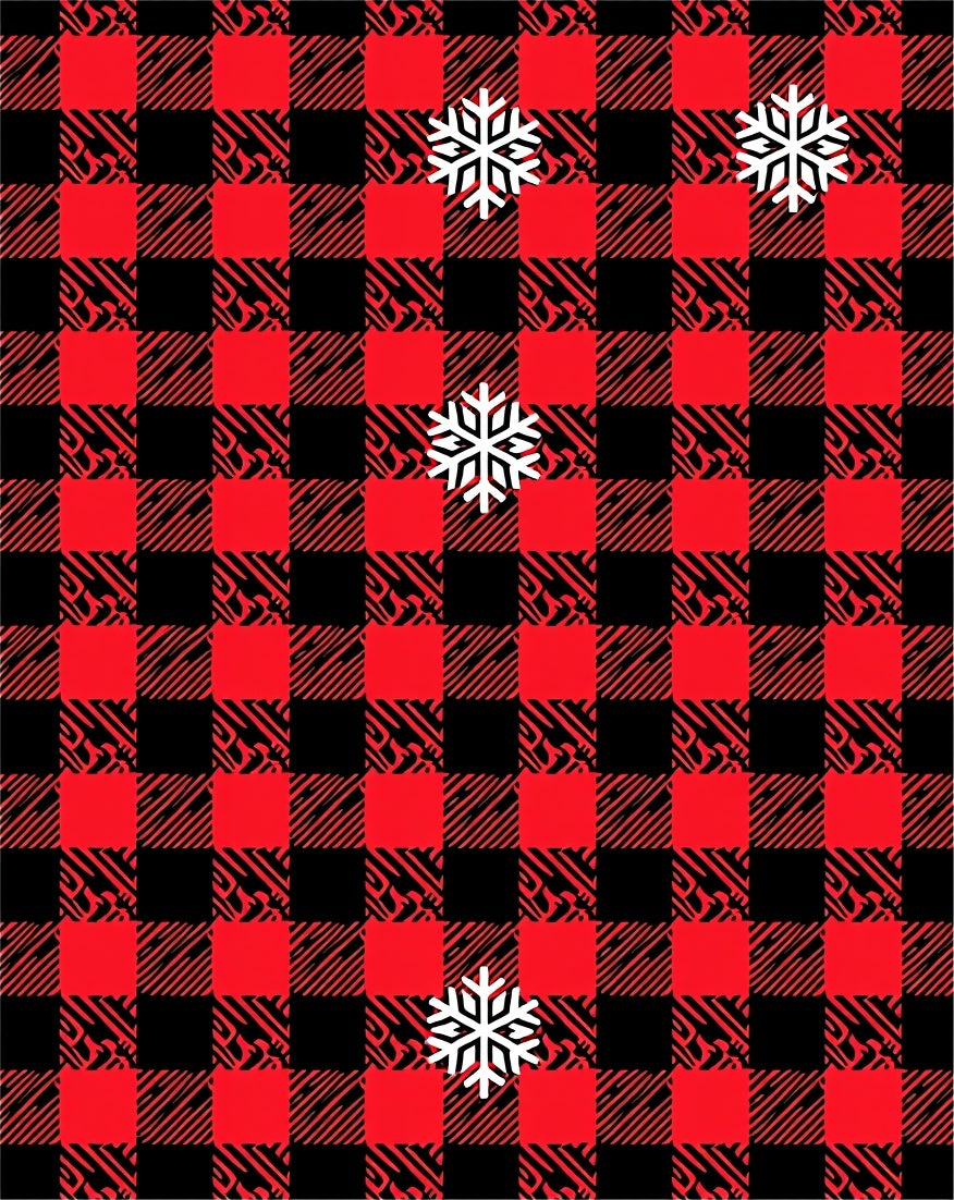 Red Black Buffalo Plaid Snowflakes Rug