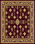 Crimson Gold Floral Scroll Border Rug
