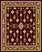 Crimson Gold Floral Scroll Border Rug