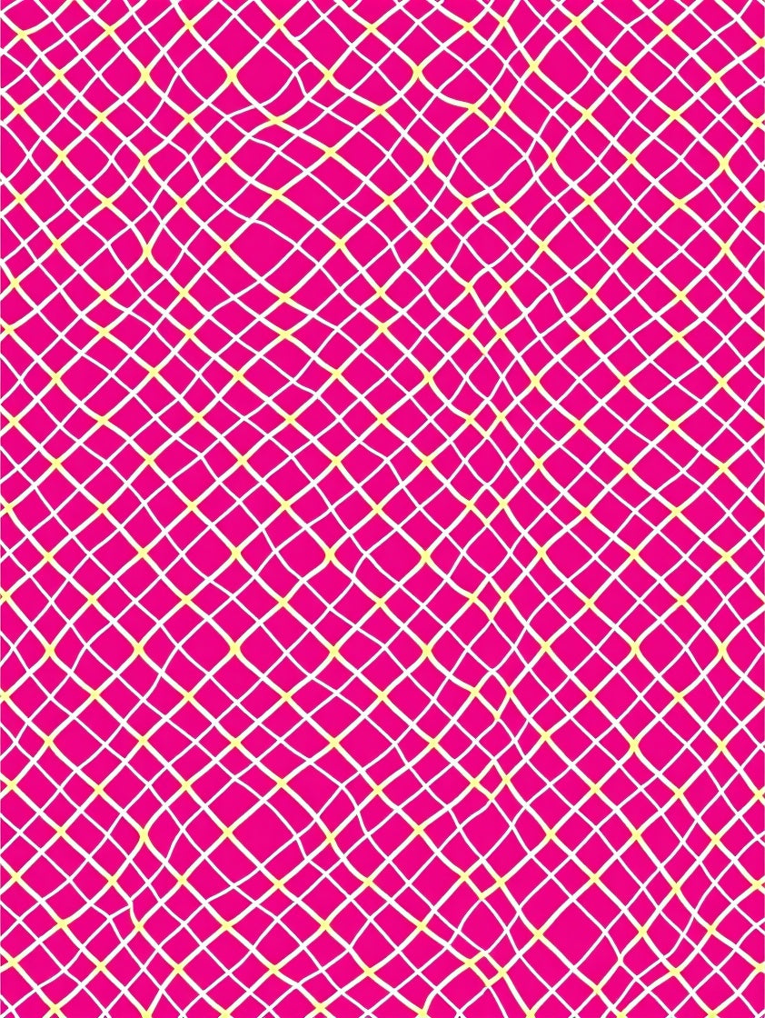 Bright Pink Grid Intertwined Lines Rug