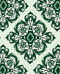 Forest Green Damask Ornamental Medallion Rug