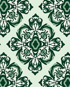 Forest Green Damask Ornamental Medallion Rug