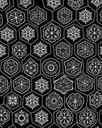 Black White Floral Hexagon Repeat Rug
