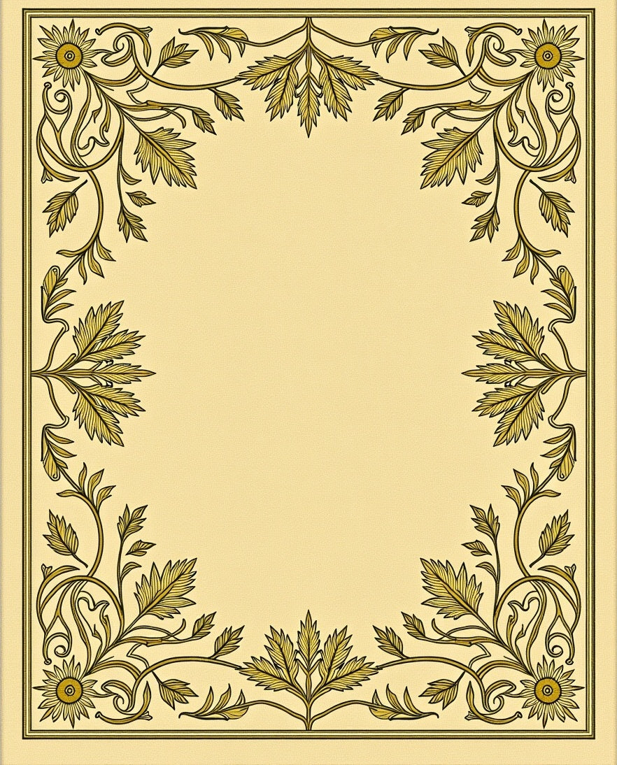 Golden Floral Vine Border Rug
