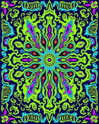 Neon Green Abstract Floral Sunburst Rug