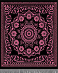 Hot Pink Mandala Floral Black Rug