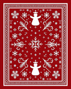 Red White Festive Angel Snowflake Rug