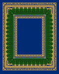 Ornate Green and Gold Floral Border Rug