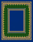 Ornate Green and Gold Floral Border Rug
