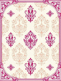 Crimson Baroque Damask Scrolling Floral Rug